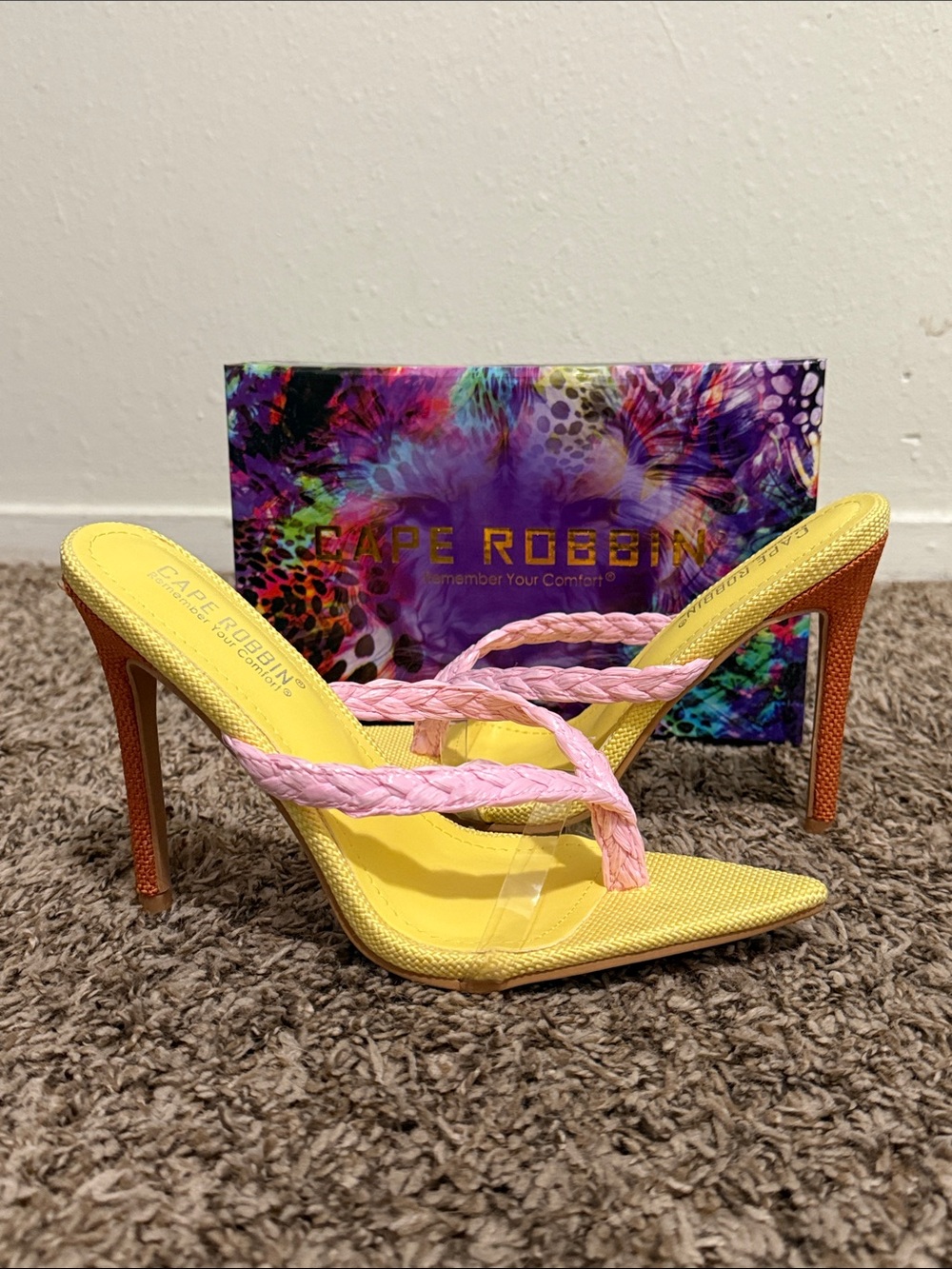 Cape Robbin Yellow & Pink Braided Stiletto Slide